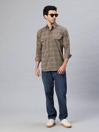 Image of Majestic Man Men's Pure Cotton Cargo Checkered Shirt with Dual Flap Pockets - Slim Fit | Full Sleeve | Casual Wear | Trendy & Comfortable