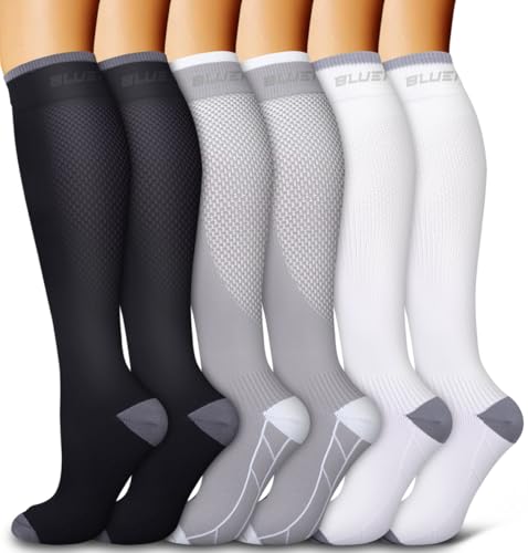 Image of Bluemaple 6 Pack Copper Compression Socks for Women and Men Circulation-Best Support for Medical, Running,Nursing,Athletic