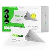 BugMD Bed Bug Trap (1 Pack, 12 Traps) - Interceptors, Bed Bug Prevention, Sticky Glue Traps, Insect Trap Indoor