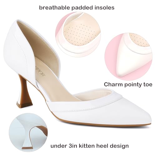 Image of JENN ARDOR Women's Pumps Low Heels Pointed Closed Toe Kitten Dress Shoes for Women Comfortable Stiletto Heeled Sandals Classic Wedding Party D'Orsay Work Pumps