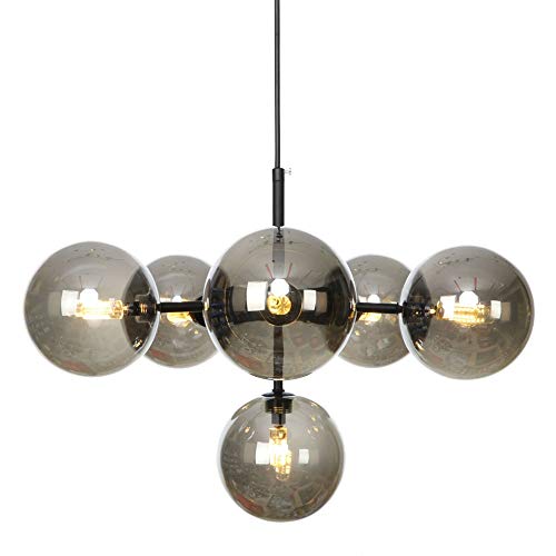 Plafonnier G4 îlot de cuisine avec lampes d'éclairage suspendues en verre gris LWX