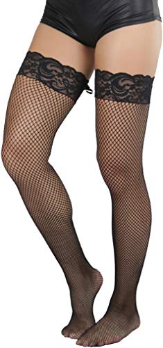 Image of ToBeInStyle Women's Spandex Double Weaves Thigh Hi With Lace Up Lace Top