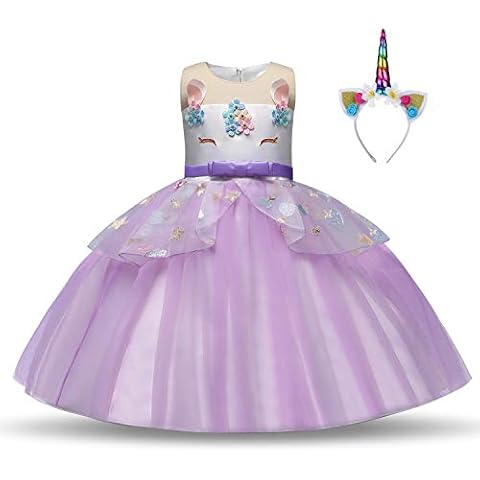Girls Kids Unicorn Costume Princess Dress up Outfit for World Book Day, Birthday, Wedding and Other Occasions , Multicoloured, 4-5 Years Cover