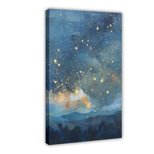 Tableau nuit étoilée paysage tranquille pour créer un cocon relaxant dans votre chambre