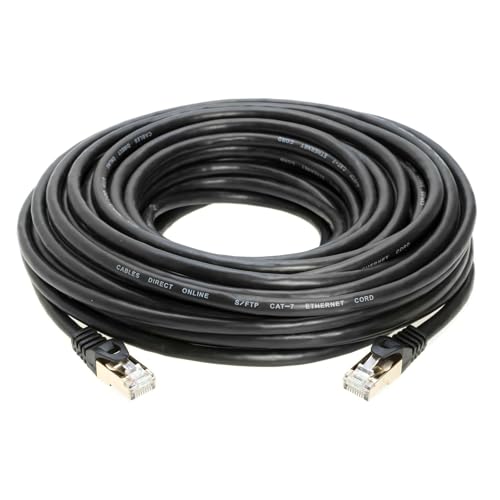 Image of 30FT S /FTP CAT 7 Gold Plated Shielded Ethernet RJ45 Copper Cable 10 Gigabit Ethernet Network Patch Cord Cat7 Black