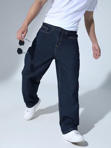 Image of Hubberholme Men Black Cotton Fabric Relaxed Fit Mid-Rise Stretchable Jeans