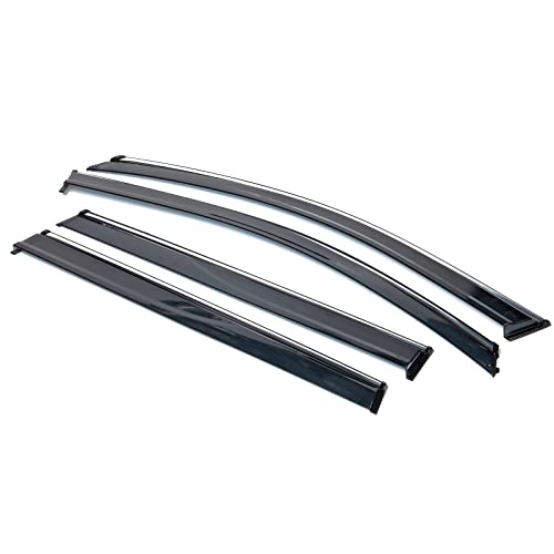 Ikon Motorsports Window Visors Compatible With 2014-2021 Jeep Cherokee Kl, Injection With Chrome Trim Polycarbonate Rain Guard Shade Deflectors #TOP7