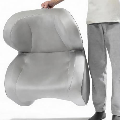 Ergonomic Memory Foam Single Seat Couch Sofa and Small Lounge Chair, Mini Lightweight Upholstered Lazy Recliner with Side Pocket, Lumbar Support Comfy for Bedroom Reading, Nursery, Gaming(Gray)