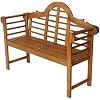 JONATHAN Y BNH103A Lutyens 51.2" 3-Seat Arched 600-Lbs Support Acacia Wood Outdoor Garden Patio Bench for Garden, Lawn, Backyard, Pool, Deck, Beach, Firepit, Teak