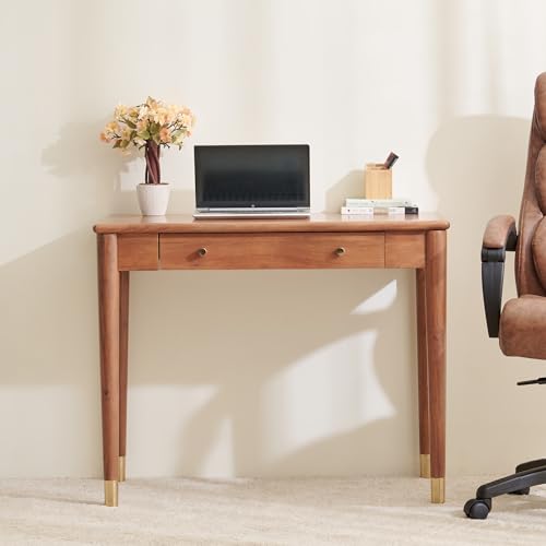 Image of Home Centre | Amanda Acacia Wood Study Desk with Drawer | Solid Wood | Brown | 1 Year Warranty
