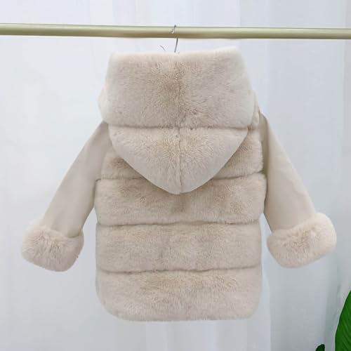 Girls Faux Fur Outerwear Coat Zip Up Cute Long Sleeve Toddler Warm Winter Fuffy Hooded Jacket for 2-11 Years3