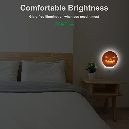 Image of EKOBLA Halloween Pumpkin Night Light, Seasonal Jack-o'-Lantern Night Lights Plug Into Wall with Dusk to Dawn Sensor for Halloween Decor
