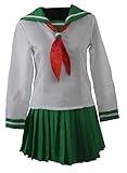 TOKYO-T Kagome Cosplay Japanese Sailor Uniform Kikyo Costume Pleated Skirt Green (4-6)