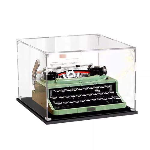 Vitrina acrílica para máquina de escribir LE*GO 21327 - Cubierta antipolvo transparente y caja de almacenamiento coleccionable (negro + base estándar, 2 mm)