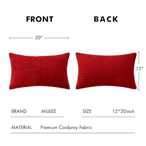 Image of MIULEE Christmas Red Decorative Lumbar Throw Pillow Covers 12x20 in 2 Pack