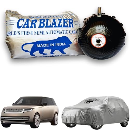 Image of CARBLAZER Portable & Semi-Automatic Full Body Car Covers: Heavy Duty Device| Anti-Theft| Dust & Scratch Proof | Water & Wind Resistant|Custom Fit| Dual-Side Cover, Compatible for Land Rover