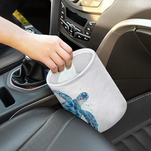 Image of Cute Sea Turtle Trash Can for Car Garbage Can for Back Seat Leak Proof with Adjustable Buttons Cars Accessories for Women Interior