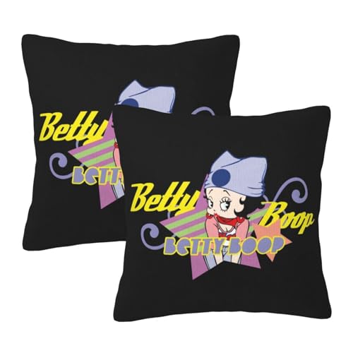 枕カバー ベティちゃん クッションカバー 2枚セット 座布団カバー まくらカバー おしゃれ 可愛い ソファ背当て 抱き枕 インテリア飾り オフィス 部屋飾り 四季通用 50X50cm