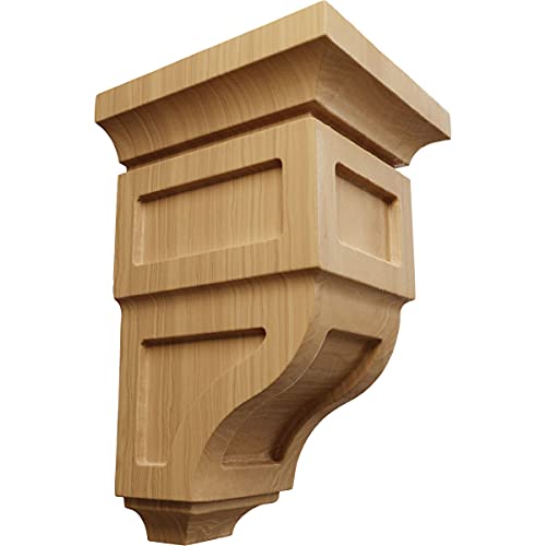 Ekena Millwork CORW03X03X06RYCH-CASE-6 Reyes Wood Corbel, 3 1/2"W x 3 3/4"D x 6"H, Cherry, 6 Piece
