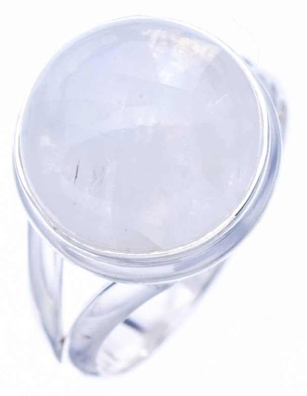 Bague en pierre de lune StarGems cadeau artisanal femme argent 54