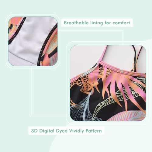 Image of Girls Two Piece Tankini Swimsuits Rainbow Striped Bathing Suit Swim Suit