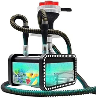 Hookah Set 2 Hose Hookah with Everything 【SunWamntin】Modern Acrylic Shisha Hookah with Hookah Accessories LED Hooka with Hookah Bowl Coal Holder (YAZ-Black)