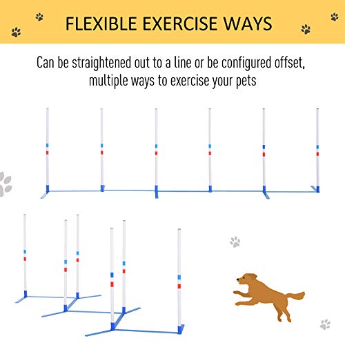 Pawhut Agility Weaves Poles, Adjustable Dog Agility Kit Training Course Equipment For Puppy With Storage Bag #TOP4