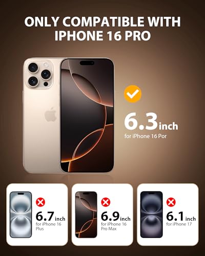 Image of PDDKISS 2 Pack Screen Protector for iPhone 16 Pro (2024) 6.3 inch Shatterproof Tempered Glass Edge Coverage