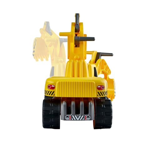 BIG - Power-Worker Maxi-Digger - Kinderfahrzeug, geeignet als Sandspielzeug und für das Kinderzimmer, Baggerfahrzeug zum Sitzen bis 50 kg, für Kinder ab 3 Jahren, Gelb