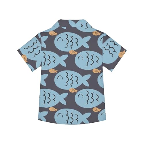 Boys Short Sleeve Hawaiian Shirt Cartoon Button Down Casual Beach Tops Funky Aloha Shirt2