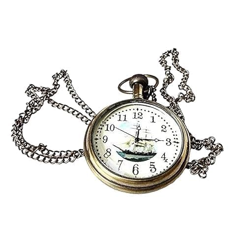 2" Brass Pocket Watch Clock with Chain & Leather Case-image-29