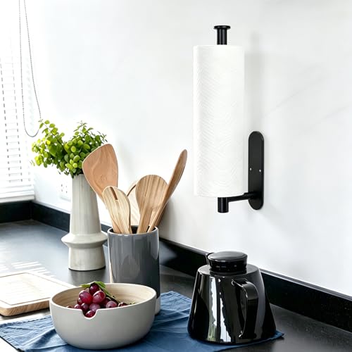 Miniatura 8 de Gewtur Portarrollos Cocina, Portarrollos Papel Cocina Pared, Soporte Rollo Cocina Pared Acero Inoxidable, Adhesivo Porta Rollos Papel De Cocina Porta Rollo Para Baños Y Cocinas, Negro