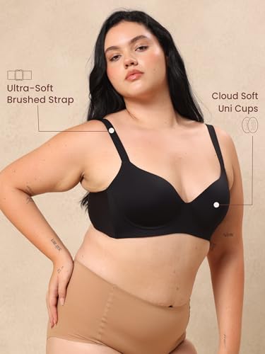 Image of Krvvy T-Shirt Bra for Women | Medium Coverage | Padded & Molded Cups for Flawless Silhouette | Seamless & Comfortable Fit | for Cup Sizes A, B, C
