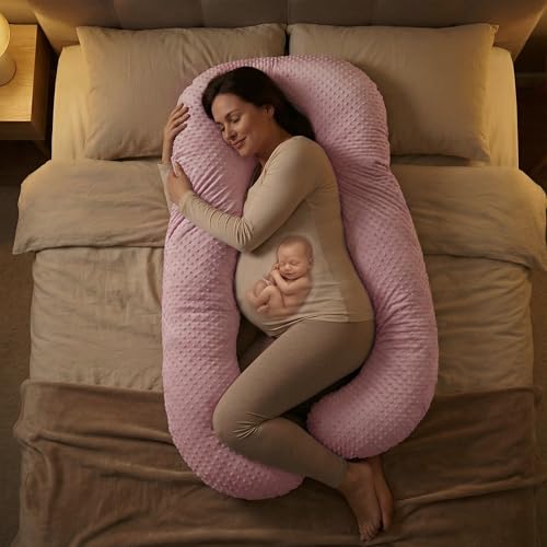 Image of BAYBEE Premium Pregnancy Pillow for Women | Maternity Pillows for Pregnancy Sleeping with 360 Full Body Support | Pregnancy Pillow with Removable Washable Cover & Zipper Closure for Easy Use (Pink)