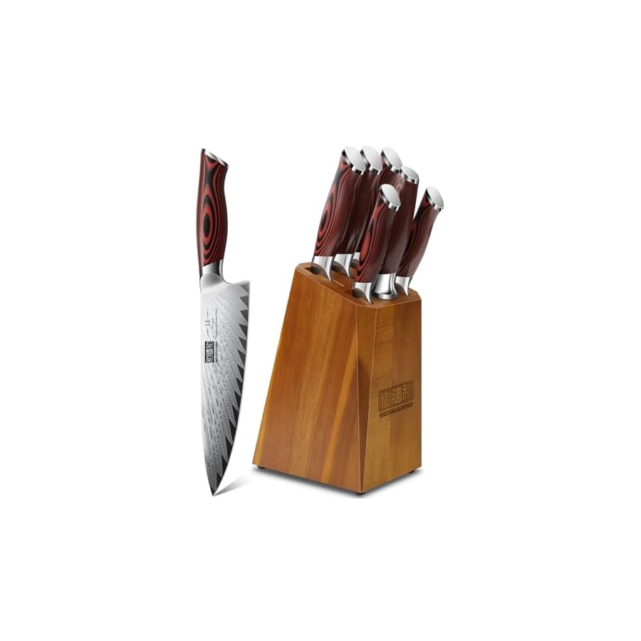 Kitchen-Knife-Set-with-Block-7-Pieces-Chef-Knife-Set-67-Layers-Damascus-Steel-Professional-Knife-Set-for-Cooking-Ergonomic-G10-Handles-with-Sharpener Kitchen Knife Set with Block, 7 Pieces Chef Knife Set 67 Layers Damascus Steel Professional Knife Set for Cooking, Ergonomic G10 Handles with Sharpener