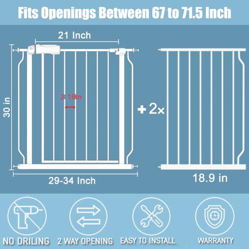 Extra-Wide-Large-Baby-Gate-67-715-Inch-Automatic-Close-Pet-Dog-Gates-for-Stairs-Doorways-Pressure-Mount-Child-Safety-Gate-for-Walk-Through-Kids-or-Pets Extra Wide Large Baby Gate 67 715 Inch Automatic Close Pet Dog Gates for Stairs Doorways Pressure Mount Child Safety Gate for Walk Through Kids or Pets