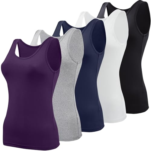 BQTQ 5 Pcs Womens Tanks Top Sleeveless Tank Top Ladies Undershirt Tank for Women, M