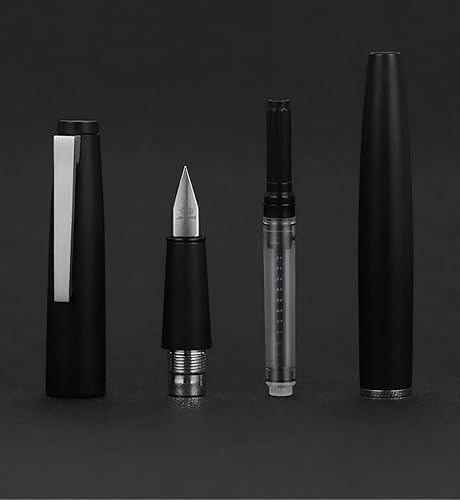 Miniatura 4 de Jinhao 80 - Pluma estilográfica cepillada de fibra negra, punta ultra fina iridio con convertidor de tinta, bolígrafo de escritura suave de diseño