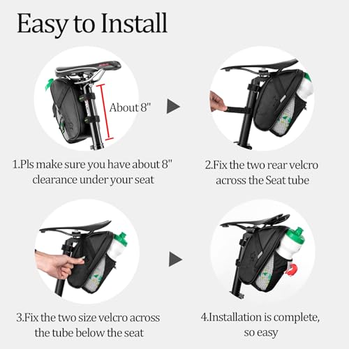 image for ROCKBROS Bike Saddle Bags with Water Bottle Pouch Waterproof Bike Bags