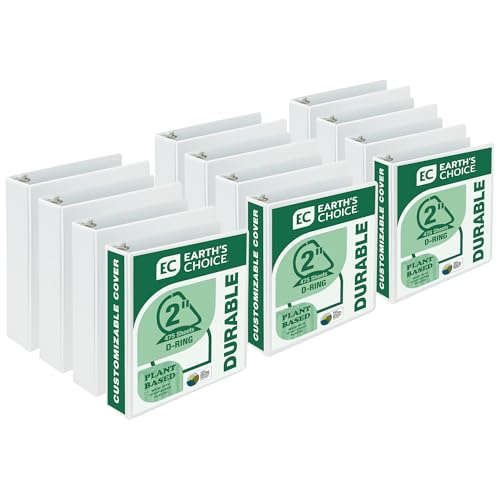 Image of Samsill Plant-Based 2 Inch Durable D-Ring Binder, View Binder, Eco-Friendly, USDA Certified Biobased, 12 Pack, White