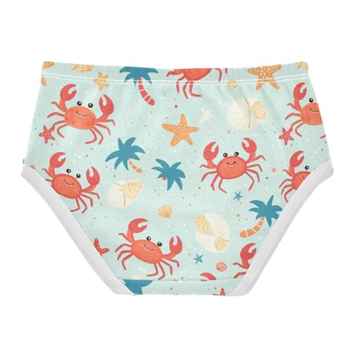 Wusikd Crabs Palm Trees Girls' Underwear Cotton Starfish Shell Girls Briefs Soft Toddler Underwear 2T2