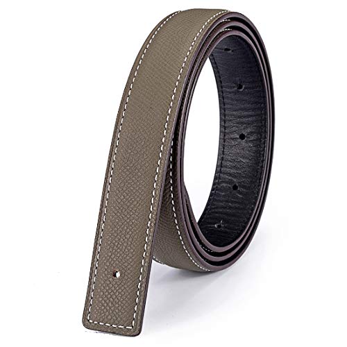 Vatee's Sangle de ceinture de rechange en cuir véritable réversible pour femme sans boucle 25mm de large 105cm longue Kaki/Noir