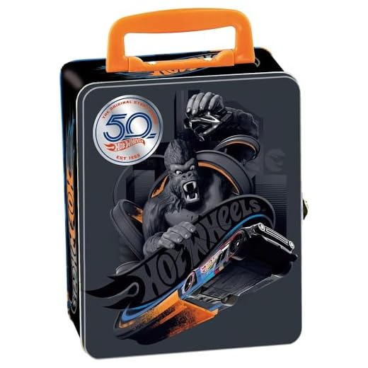 Theo Klein 2881 Valigetta di raccolta Hot Wheels Valigetta in metallo che può contenere fino a 50 auto Pratiche suddivisioni Giocattolo per bambini a partire dai 3 anni