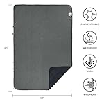 Outdoor Waterproof Blanket, Foldable Fleece Stadium Blanket for Outdoor Sports Event, Camping, Car, Pet, Picnics - Windproof, Wearable, Machine Washable 80" x 58" (Black Gray) - Image 3