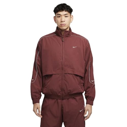 Nike Sportswear Solo Swoosh Men's Oversized Fit Woven Tracksuit Jacket, Dark Pony/White, 2XL-TT(Tall/Tall)