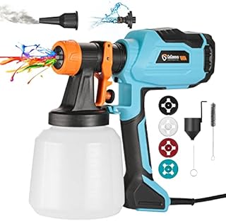 HVLP Power Paint Sprayer, GoGonova 1400ml Large Container Electric Spray Gun with Cleaning&Blowing Functions, 4 Nozzles, 3 Patterns and Filter for Home Exterior, Interior, Fence, Shed and Cabinet