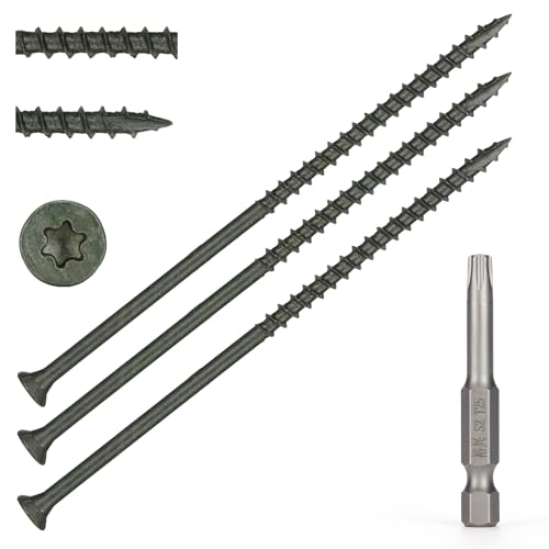 Image of Wood Screws #10 x 5'', T25 Star Torx Drive Flat Head Deck Screws, Green, 42Pcs (1lb)