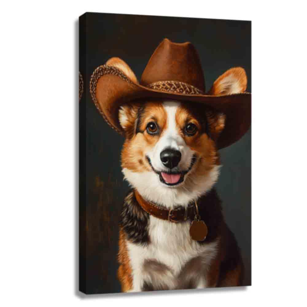 Amazon.com: QIXIANG Corgi Dog Cowboy Wall Art Funny Corgi with Hat