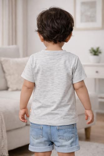 Image of BODYCARE Kids Inafant Placement Print Boys Round Neck Half Sleeves Cotton T-Shirt | Skin Friendly Regular Fit | Soft Breathable Fabric Comfortable & Durability | Pack of 1 | Mustard | Age 6-12 Months