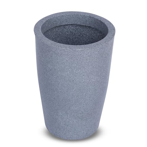 Image of BonKaso 18 inch Light Grey Pot - Tall, Durable & Lightweight Polymer Round Tower Planter for Indoor & Outdoor Use: Home, Office, Garden & Balcony (Gamla /Gamale)